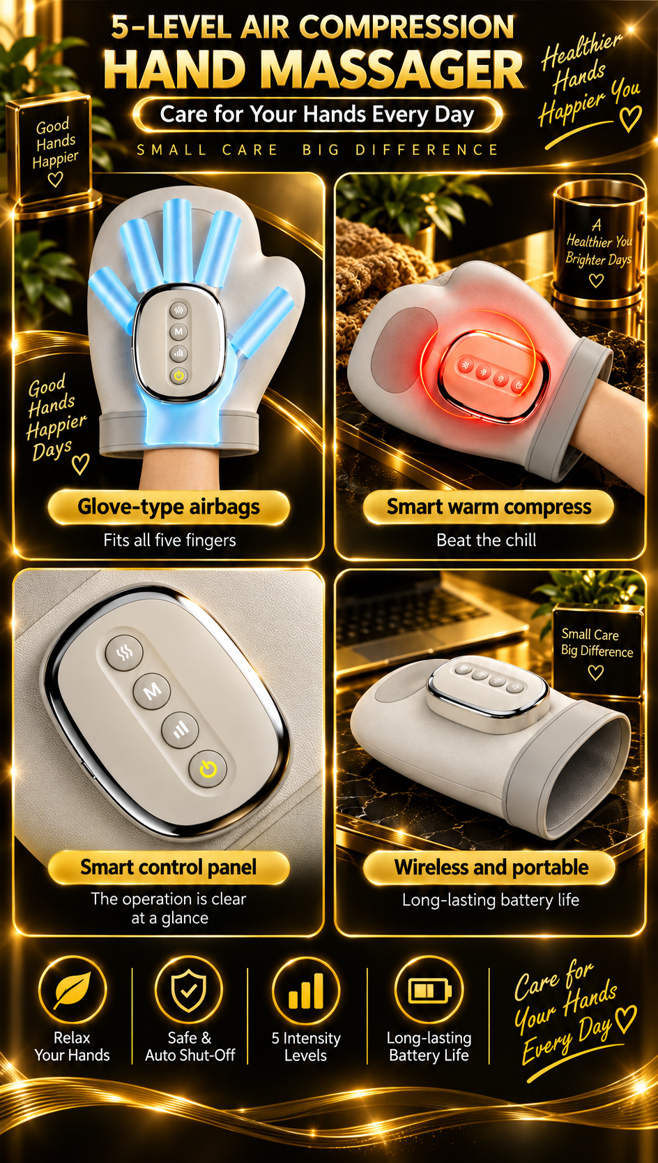 5-Level Air Compression Hand Massager