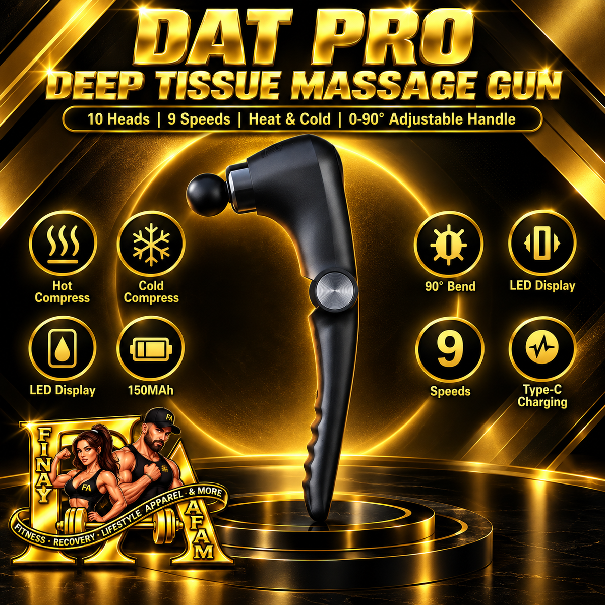 Deep Tissue Massage Pro-Gun with Adjustable handle