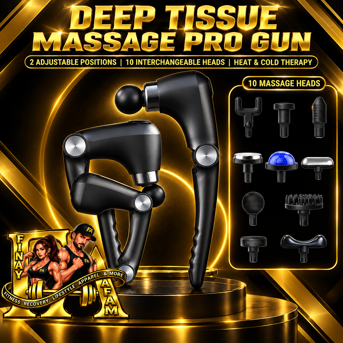 Deep Tissue Massage Pro-Gun with Adjustable handle