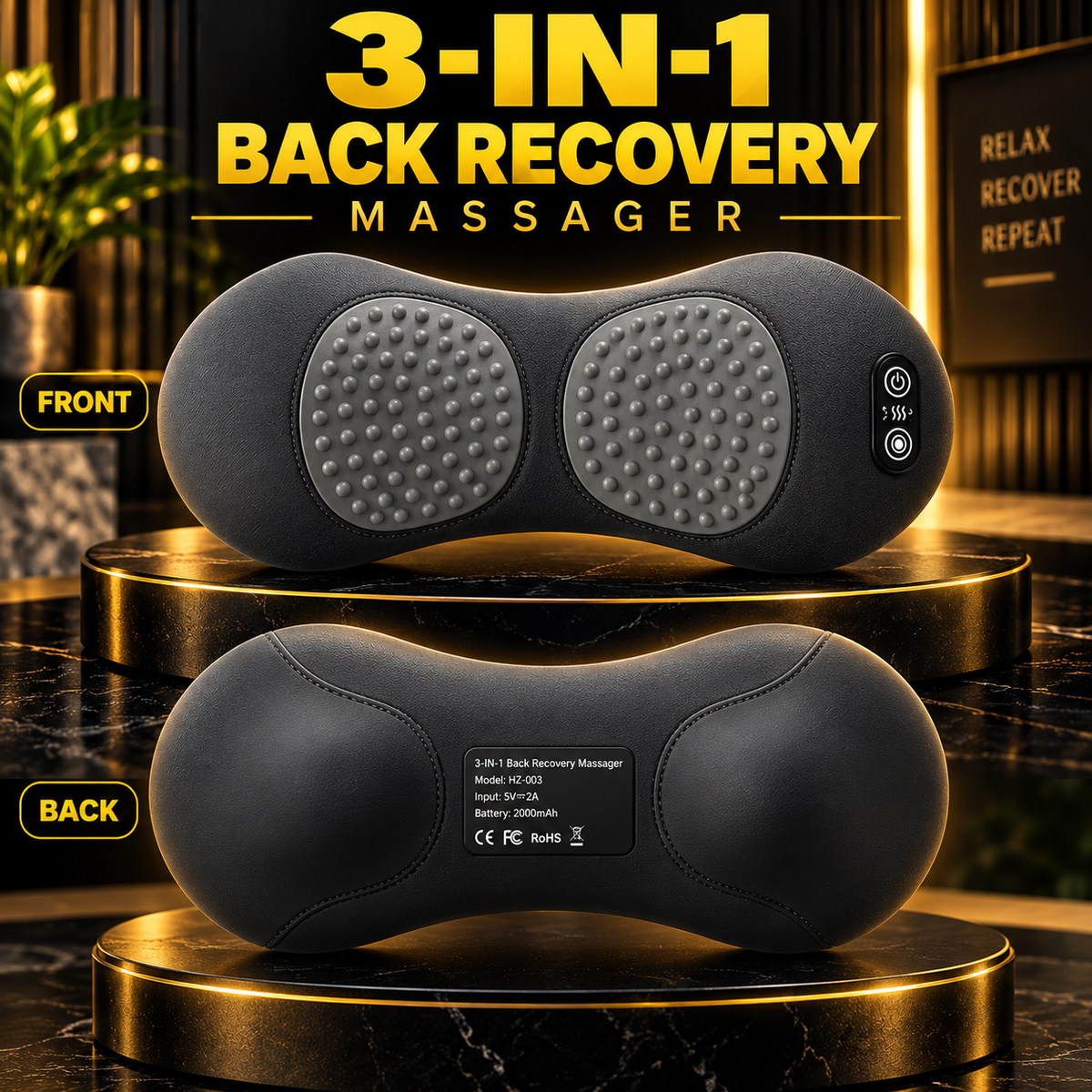 3-in 1 Shiatsu Back Recovery Massager