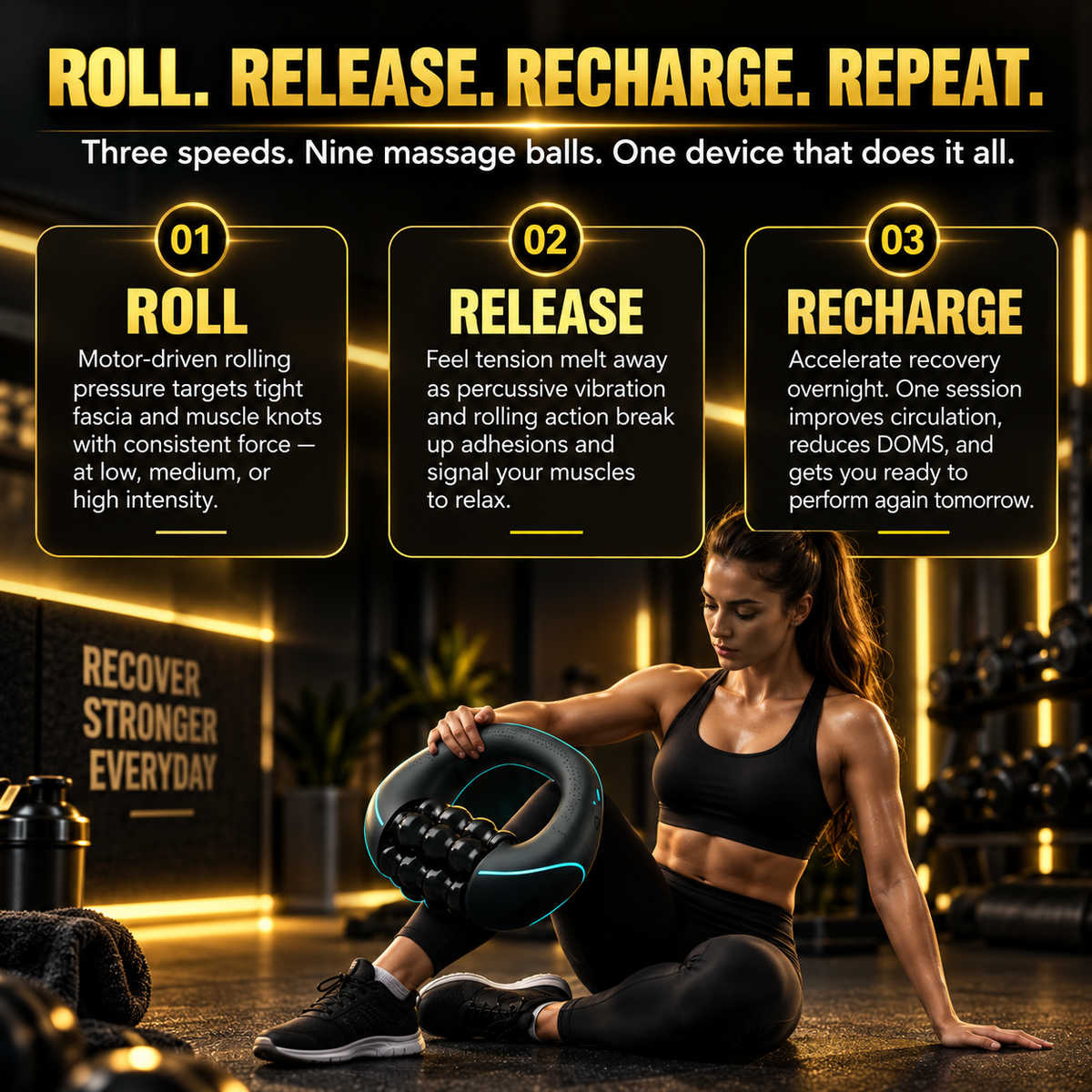 3 - Speed Deep tissue Massage Roller