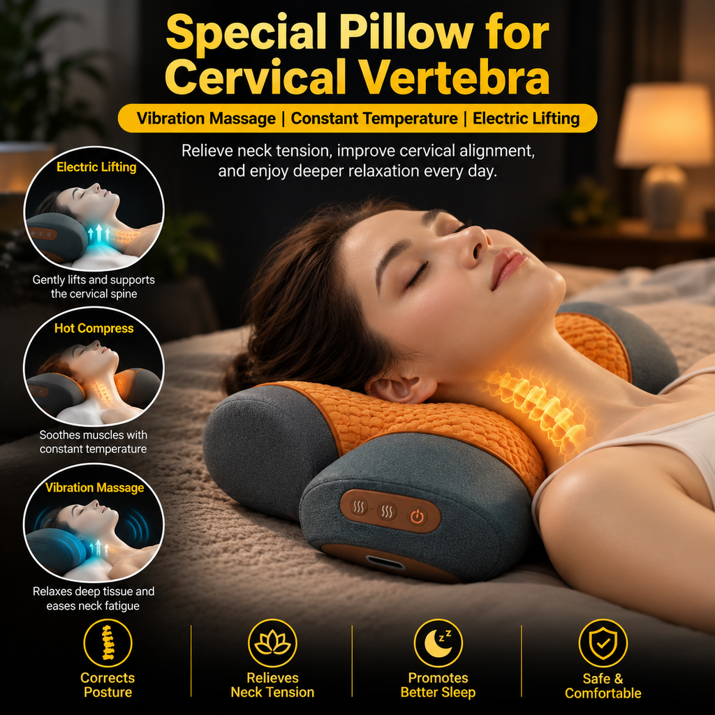3-in1 Neck & Shoulder Recovery Pillow – Heat, Vibration & Stretch