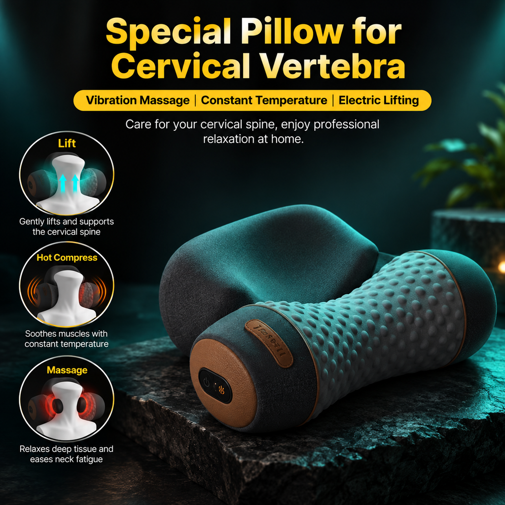 3-in1 Neck & Shoulder Recovery Pillow – Heat, Vibration & Stretch