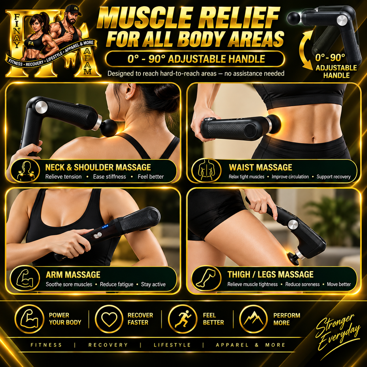 Deep Tissue Massage Pro-Gun with Adjustable handle
