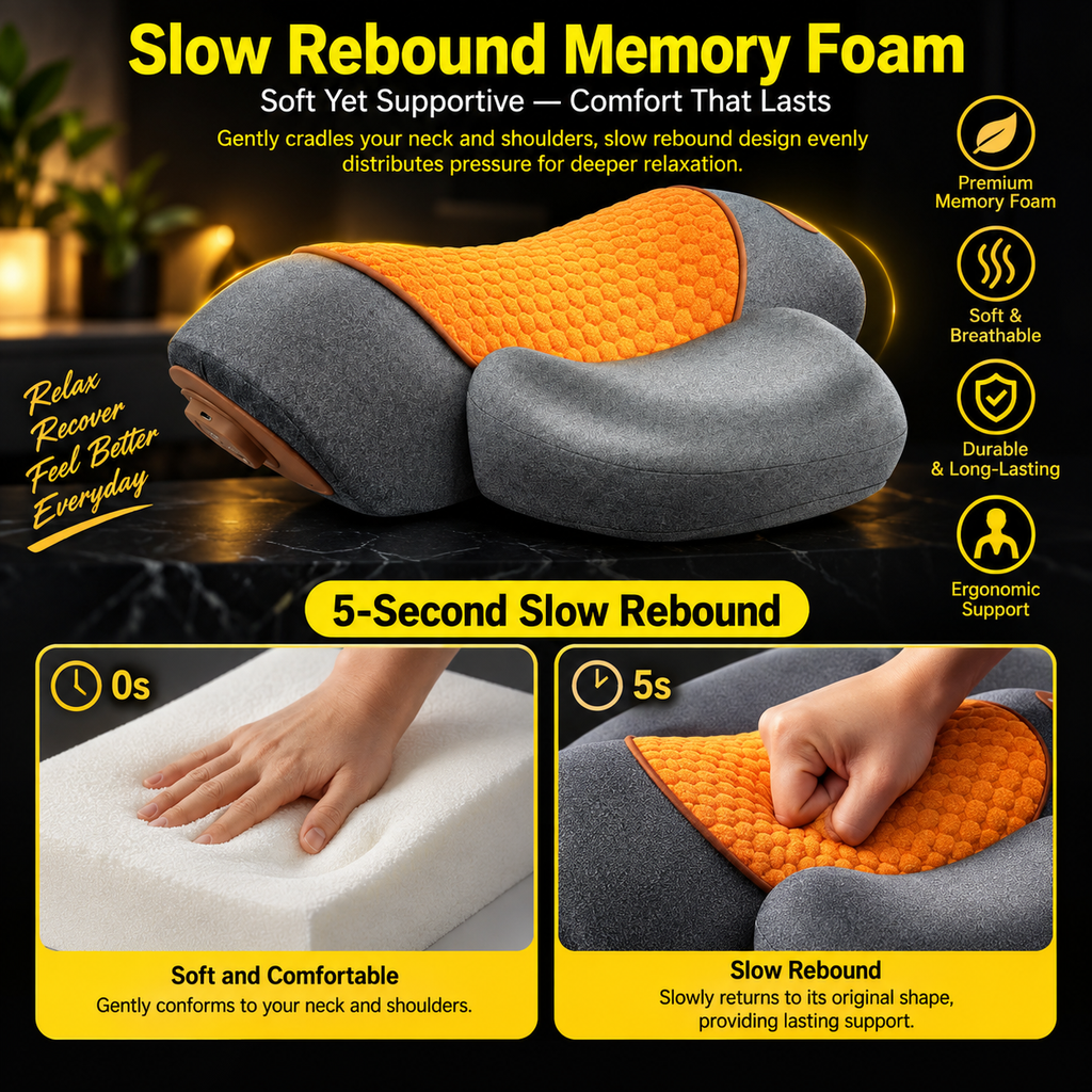 3-in1 Neck & Shoulder Recovery Pillow – Heat, Vibration & Stretch