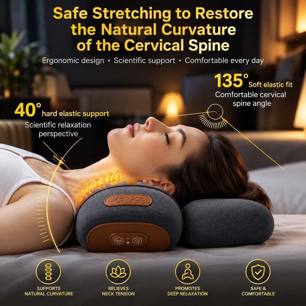 3-in1 Neck & Shoulder Recovery Pillow – Heat, Vibration & Stretch