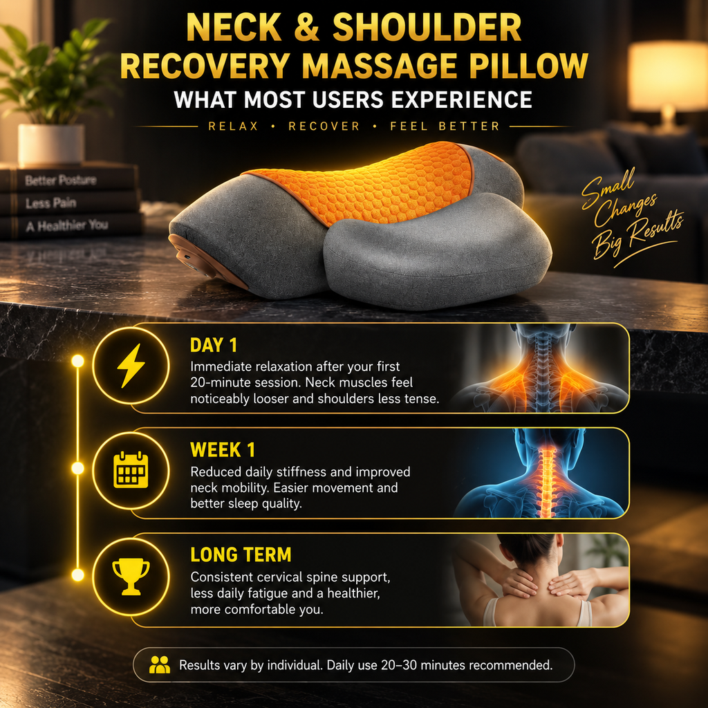 3-in1 Neck & Shoulder Recovery Pillow – Heat, Vibration & Stretch