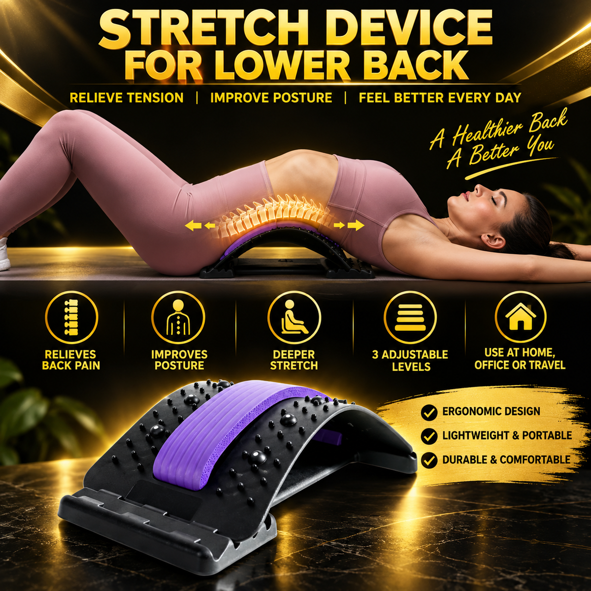 Adjustable Lumbar Back Stretcher