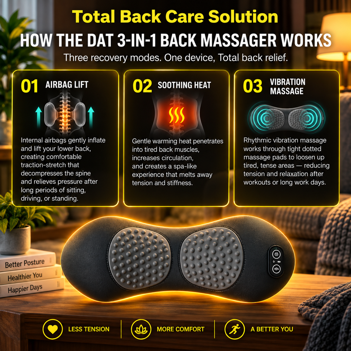 3-in 1 Shiatsu Back Recovery Massager