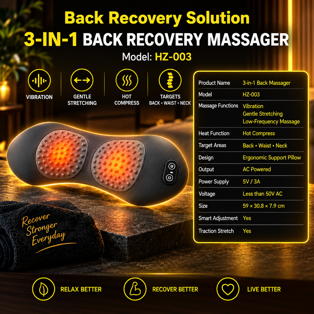 3-in 1 Shiatsu Back Recovery Massager